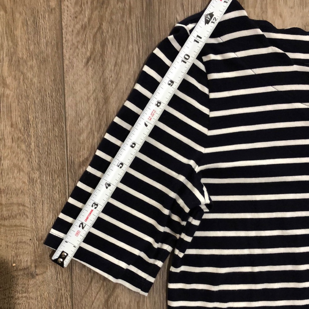 Like new - TALBOTS Pima Cotton Navy and White Striped Top w/ Scalloped Neckline - Picture 7 of 7